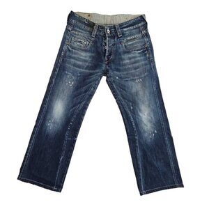 G-Star Raw 3301 Button Fly Straight Fit Blue Denim Jeans Men's Size 32Wx28L EUC